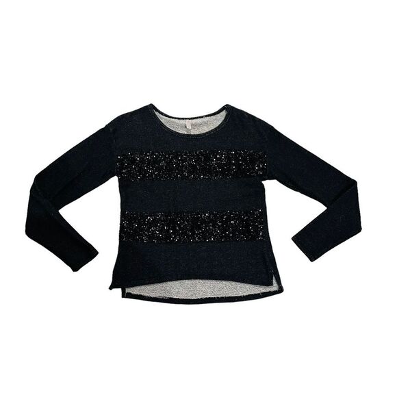 10/$25🦋 Xhilaration Black Sequin Stripe Crew Neck Sweater - Size Small - Picture 6 of 10